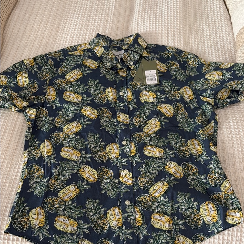 Men's Navy Pineapple Print Shirt